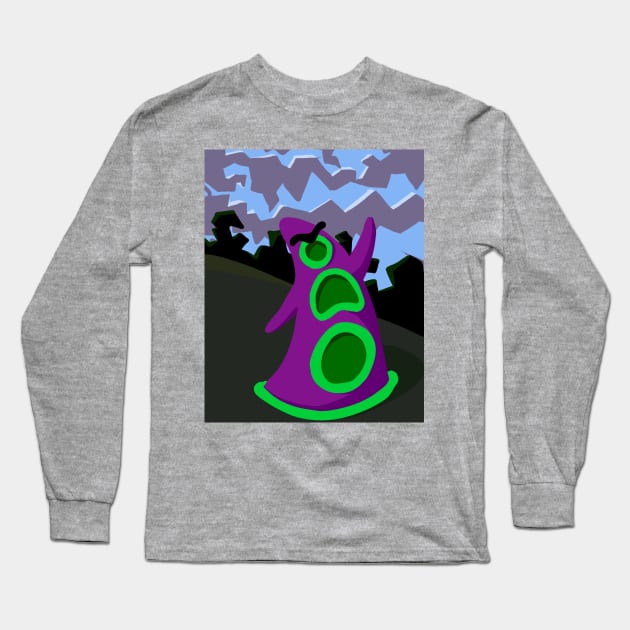 Purple Tentacle (with background) Long Sleeve T-Shirt by marzipanpond